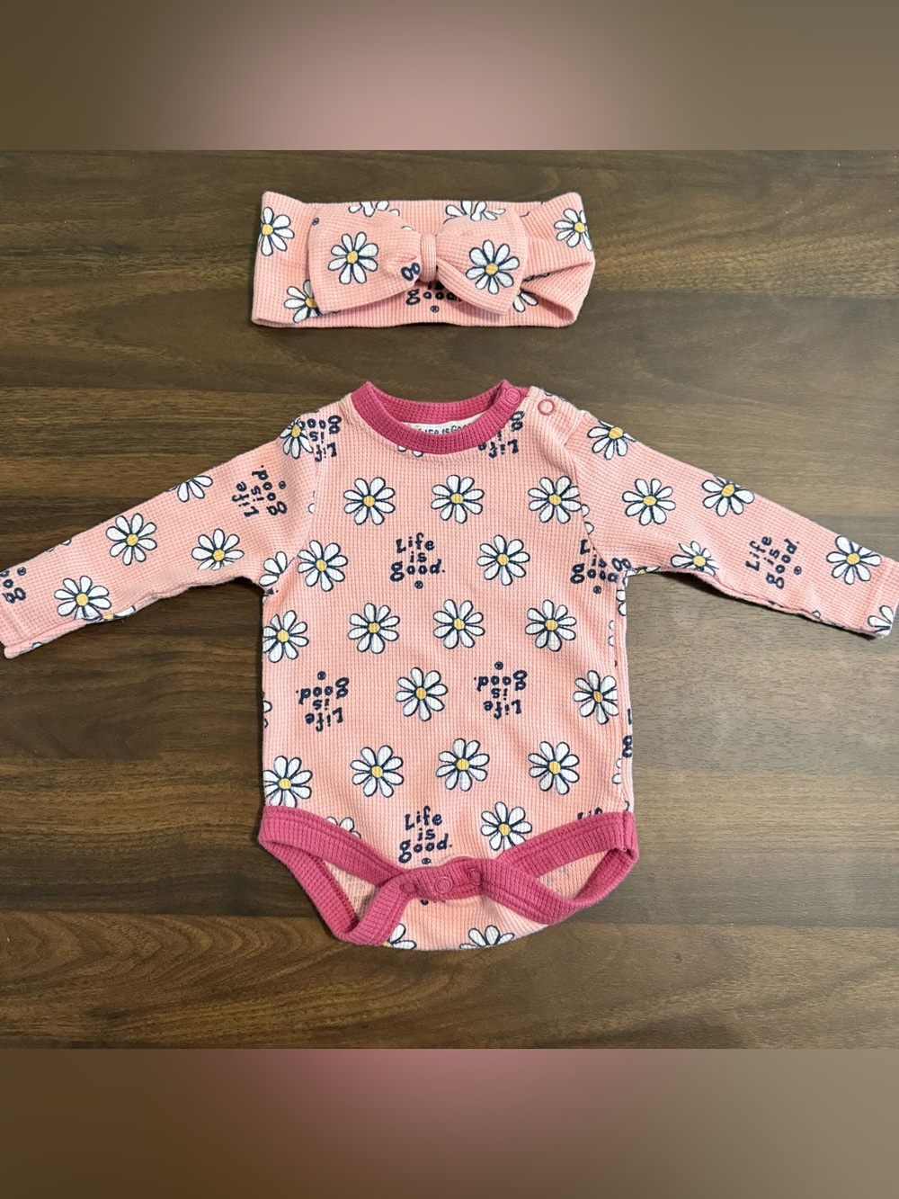 Sold Baby girl life is good onesie and headband set